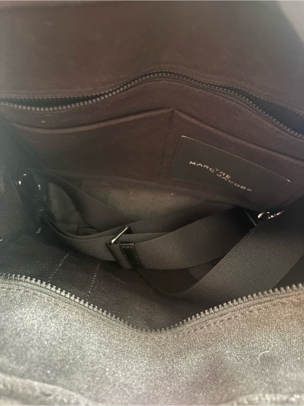 Marc Jacobs Black Canvas Tote Bag with White Logo. 13"W x 10"H x 7"D. (Interior - Picture 9 of 12